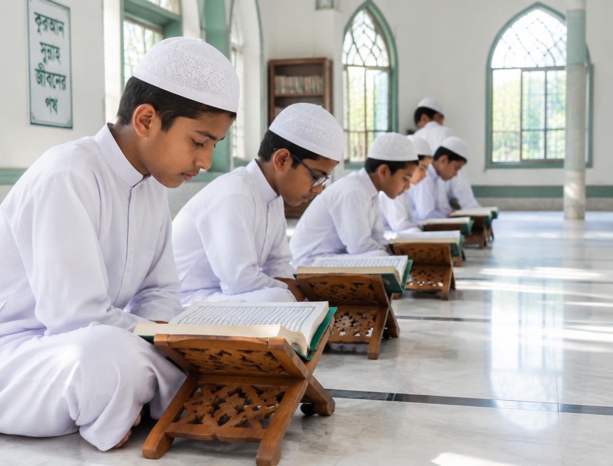 রেহালে কুরআন তিলাওয়াতরত শিক্ষার্থীরা